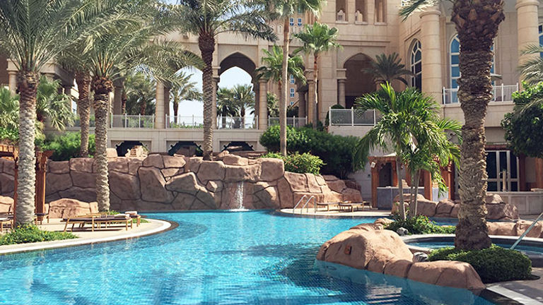 There are five outdoor pools to choose from, including grotto-style pools and a children’s pool with water slides. // © 2015 Valerie Chen